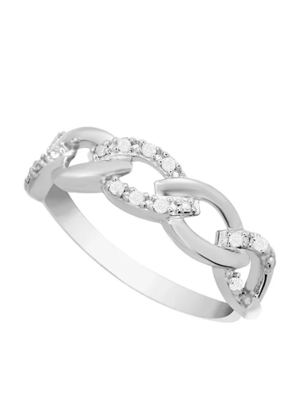 Macy's Diamond Link Band Ring (1/10 ct. t.w.) in Sterling Silver